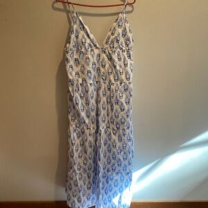 Japna White and cotton Blue Maxi Dress